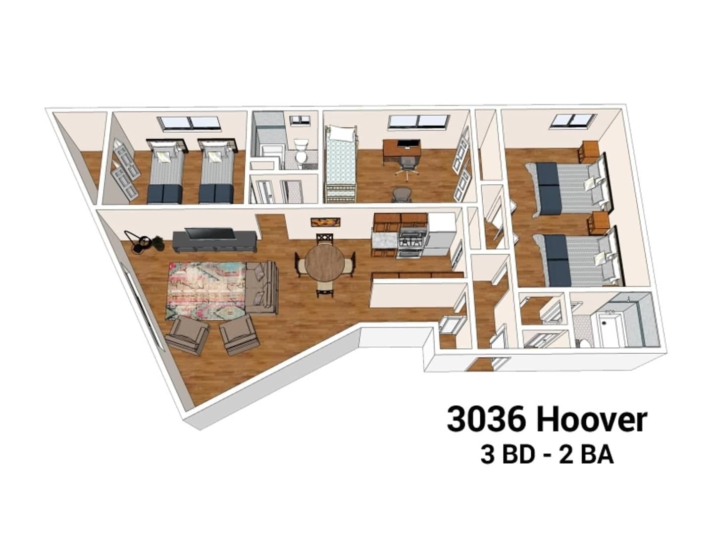 USC附近 3036 S Hoover St Apt 0201 三室两卫